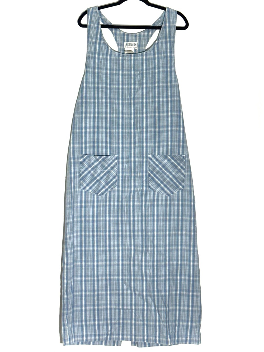 Vintage Elements Exclusively Spiegel Blue Plaid Cotton Racerback Jumper Dress 16